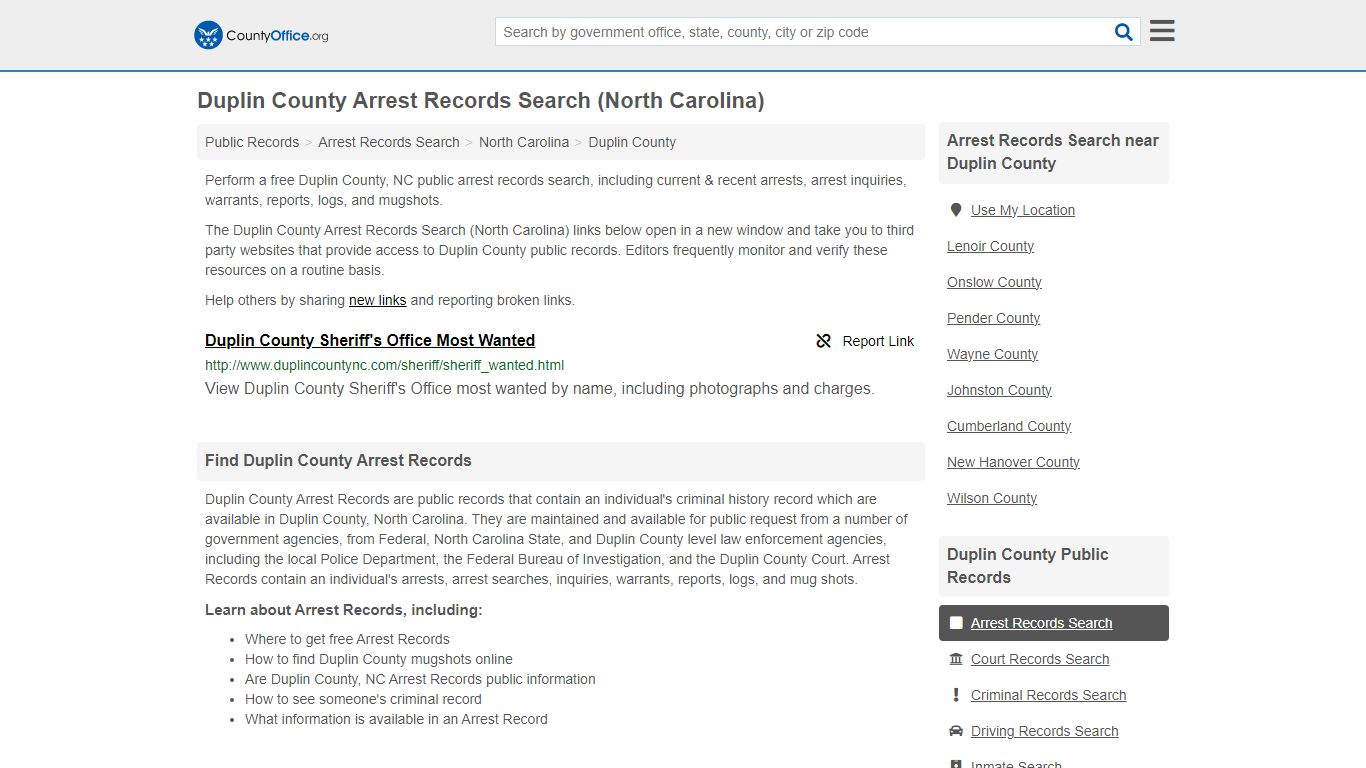 Arrest Records Search - Duplin County, NC (Arrests & Mugshots)